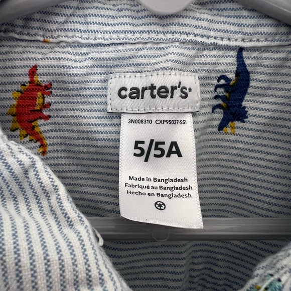 Carter’s Boys Dinosaur Striped Button Down, Size 5 - Picture 4 of 4